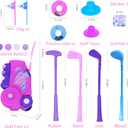 Nattork Toddler Golf Set for Boys Girls Aged 1 2 3 Years Old, Upgraded Kids Golf Cart with 4 Clubs & 12 Balls, Outdoor Indoor Sports Toy Birthday Gift, Rose