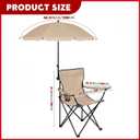 2 Pack Beach Umbrella Chairs Folding Camping Portable Beach Chairs with Canopy Shade Adults with Cup Holder Carrying Bag for Camping Hiking Travel Picnic Outdoor Events(Khaki), 31.5 x 31.5 x 19.7 inches