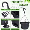 Roshtia 10 Pcs 10 Inch Hanging Baskets for Plants Large Plastic Hanging Basket Pots with Drainage Trays Self Watering Planter Pots for Outdoor Indoor Plants Flowers Garden Balcony (Black)