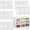 Amyhill 6 Pcs Mini Drawer Organizer Small Organizer with 9 Drawers Plastic Desktop Craft Storage Box for Office Home Room Jewelry Cosmetics Collection(White)