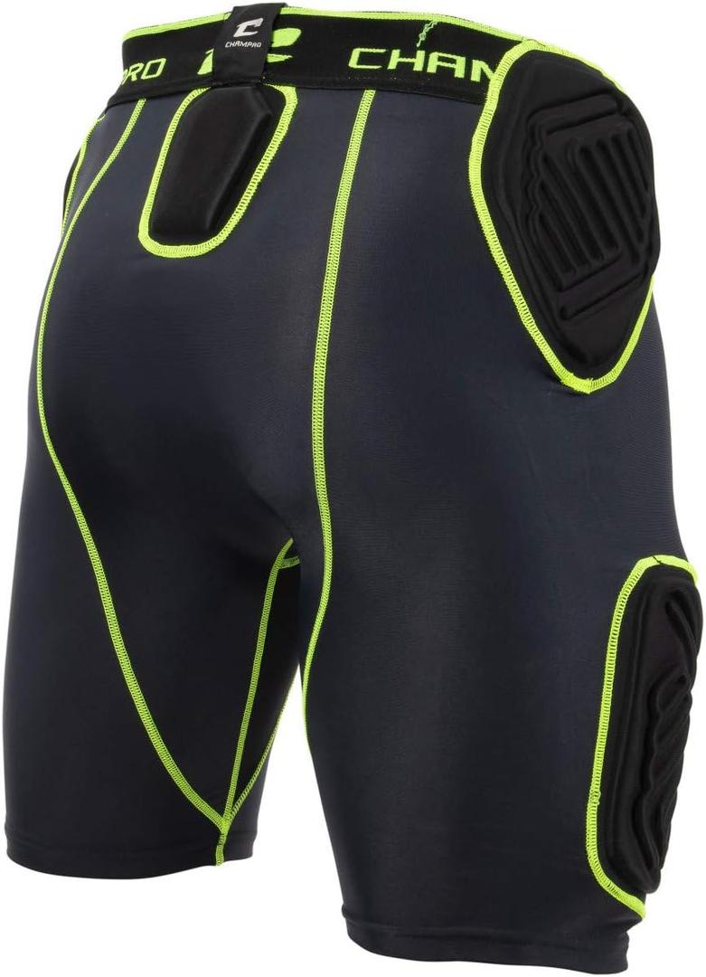 CHAMPRO Bull Rush 5-Pad Integrated Girdle (Medium, Charcoal, Optic Blue Trim)