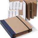 The Folio Document Organizer,Important Document Organizer| Extra Thick Paper,Hard Cardboard Cover,Durable Binder for Office and Home,Birth Certificates, Social Security Cards, Passports (Kraft Brown)
