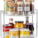 2 Tier Lazy Susan Organizer, 9.25'' Lazy Susan Turntable for Cabinet, Stackable Turntable Organizer Rotating Spice Rack Organization for Kitchen Countertop, Pantry, Bathroom, Clear 