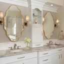 Scalloped Mirror for Bathroom - 20"x36" Gold Bathroom Mirror with Aviation Aluminum Alloy Frame & Shatter-Proof Glass for Living Room Bedroom Entryway, Brushed Gold Frame(x1)