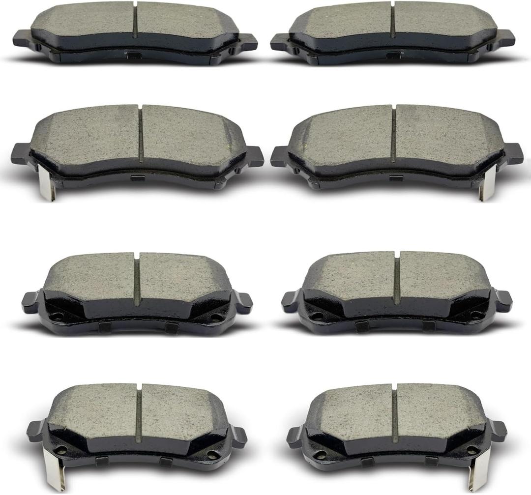 D1273 D1326 Front Rear Ceramic Brake Pads Set Fit For 2008-2016 Chrysler Town & Country,For 2008-2016 Dodge Grand Caravan,2009-2013 Journey,For 2009-2014 Volkswagen Routan (8 pcs)