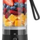 Portable Blender, 8 Blades Personal Size Smoothie Blender for Shakes, USB C Rechargeable Juicer Cup with LED Display, Travel Friendly Mini Mixer for Home, Office, Gym, 17oz, Black