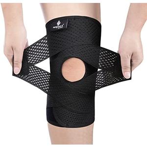 NEENCA Knee Brace for Knee Pain, Compression Knee Support with Air Mesh Fabric, Adjustable Knee Wrap with Side Stabilizers, Ultra-Soft Bandage for Sports, Running, Meniscus Tear, ACL, Arthritis Relief M