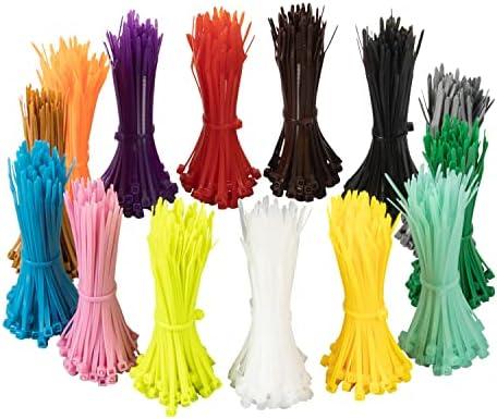 XINGO 1400 PCS Colored Zip Ties 4 Inch, Multicolor Zip Ties, Mix Packed 14 Color Plastic Wire Ties Assortment for Home Office Garden Garage and Workshop