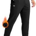 G Gradual Men's Fleece Joggers with Zipper Pockets Winter Warm Pants Water Resistant Athletic Workout Gym Sweatpants for Men M