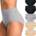 High Waisted Postpartum Underwear Womens Cotton Underwear Soft Breathable Full Coverage Stretch Panties Multipack (X-Large, 5 Pack Multicolor)
