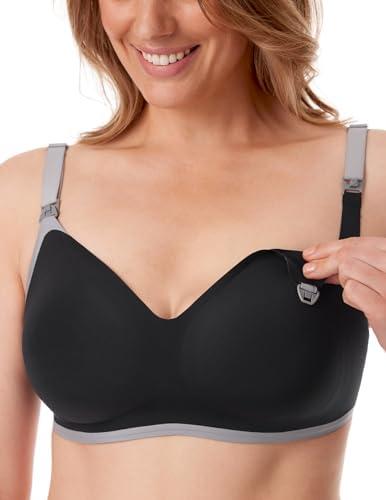 Momcozy Nursing Bras for Breastfeeding, Comfort V Neck Maternity Bra Color Party Seamless Maternity Bras for Pregnancy 2Pcs Large