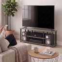 Furinno Turn-N-Tube No Tools 3D 3-Tier Entertainment TV Stand up to 50 inch TV, Round Tubes, French Oak Grey/Black
