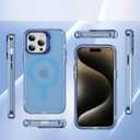4 x for iPhone 15 Pro Case Compatible with Magsafe, Clear Transparent Camera Kickstand iPhone 15 Pro Case Shockproof Heavy Duty Protective Cover Case for iPhone 15 Pro, Blue02