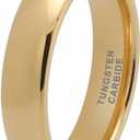 TUTISS 5mm Gold Tungsten Rings for Men Women Engagement Wedding Bands Domed Polished Comfort Fit Size 6