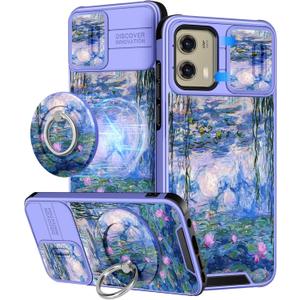 Buleens for Moto G Stylus 5G 2024 Case - with Ring Stand & Camera Cover Aesthetic Cute Designed for Women Girls Girly Kawaii Water Lily Phone Case for Motorola G Stylus 5G 2024 Compatible with Magsafe