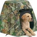 Pop Up Dog Tent Cat Tent Outdoor Indoor Breathable Dog Camping Tent Portable Travel Puppy House Foldable Pet Tent with Sunshade Cool Mesh Kennel for Dogs Cats Hiking with Ground Stakes & Washable Pad, Medium