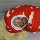 LUCKITTY Christmas Tree Print Cat Tunnel Bed Under Tree, Red Jacquard Fabric with Hanging Plush Ball, 10-Inch Diameter 3-Ft Wide Round Pet Tube - Soft & Cat-Safe Decor Shield