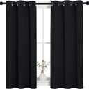 NICETOWN Halloween Bathroom Blackout Curtains and Drapes, Black Solid Thermal Insulated Grommet Blackout Drapery Panels for Window (2 Panels, 34 inches Wide by 45 inches Long, Black) (34"W x 45"L (Pack of 2), Black)