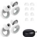 Ear Plugs for Sleeping Noise Cancelling 2 Sets, Reusable Earplugs Hearing Protection 30dB, Soft Silicone Ear Plugs for Concerts, Party, Focus - 8 Pairs Ear Tips in XS/S/M/L - White