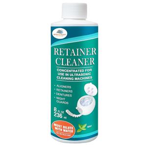 Ultrasonic Retainer Cleaner Solution Concentrate - Ultrasonic Denture Cleaner for Ultrasonic Machines - Cleans Mouthguards, Invisalign, and Nightguards - Updated Formula (Mint) (8 Ounces)