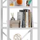 Furologee White Tall Bookshelf, Narrow Bookcase with 6 Shelves, Modern Freestanding Shelf Units, Metal and Wood Display Storage Corner Rack Organizer for Living Room, Home Office, Hallway, Bathroom