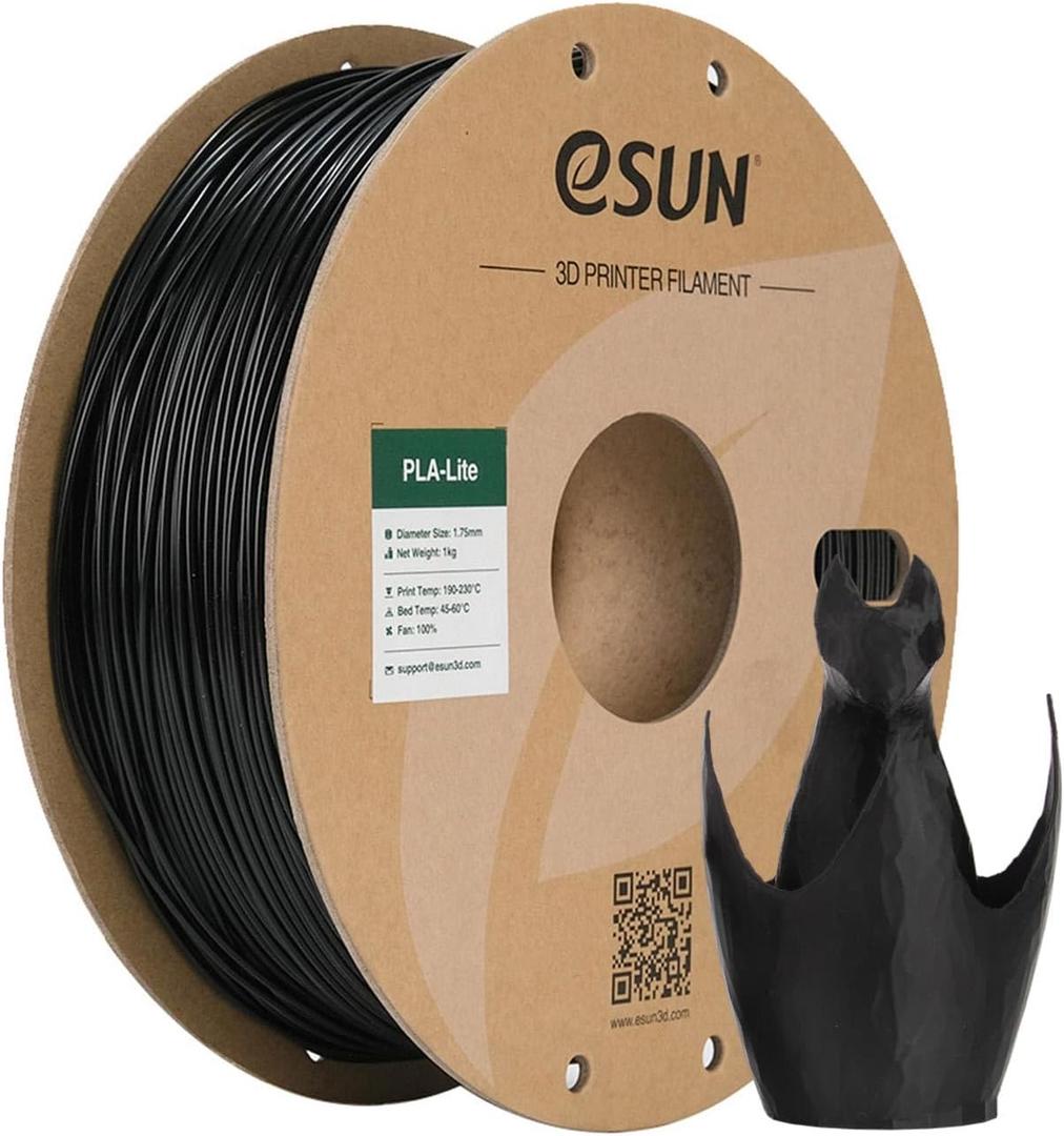 ESUN Black PLA Filament, 3D Printing Filament 1.75mm Dimensional Accuracy +/- 0.03mm, 1kg Carboard Spool (2.2lbs) 3D Printer Filament