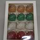 Hollowfly 12 Pcs Rustic Farmhouse Christmas Glass Ball Ornaments 2.36" Neutral Ribbed Glass Ball Ornaments for Christmas Tree Farmhouse Textured Baubles Decorations Xmas Tree Hanging Decor(Onion)