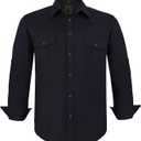 COEVALS CLUB Men's Western Cowboy Long Sleeve Pearl Snap Casual Work Shirts (Small, Black)
