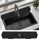 30 Inch Sink Splash Guard, Large Size Kitchen Sink Splash Guard, Longer Silicone Faucet Handle Drip Catcher Tray for Kitchen Countertop, Bathroom, Farmhouse (Black)