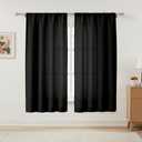 OVZME Black Curtains 63 Inch Length 2 Panels Set, Farmhouse Light Filtering Privacy Curtains for Living Room Bedroom, Rod Pocket Soft Thick Textured Window Drapes, 2x42Wx63L Inches