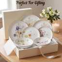 Sango 12-Piece Luxury Porcelain Dinnerware Set for 4- Glossy White Plates and Bowls Sets with Wildflower Patterns and Gold Rims, Ceramic Dish Set, Elegant Dishes for Everyday Dining, Gansevoort