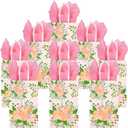 DjinnGlory 25 Pack Small Spring Floral Party Favor Bags with Handles and 25 Tissue Paper for Birthday Wedding Decorations, Pink Paper Gift Bags for Bridal Baby Shower New Moms (9x5.5x3.15 Inch)