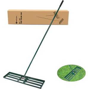 Yesker Lawn Leveling Rake 30 Inch for Soil Yard Leveling Rake with 30"x10" Ground Plate 72" Steel Handle Effort-Saving Heavy Duty Ground Leveler Tool for Backyard Garden Farm Golf Course Landscaping