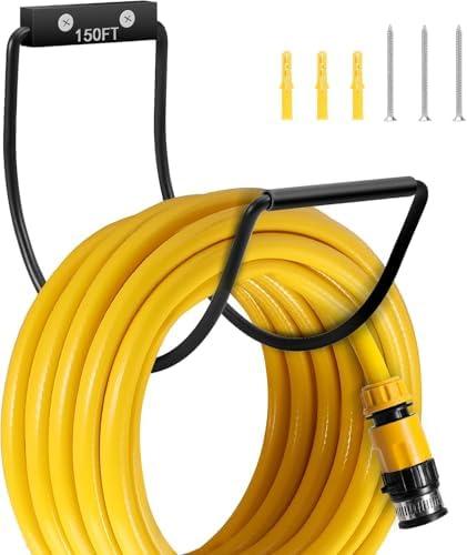 Yoniccal Garden Hose Holder Water Hose Hanger Wall Mounted,304Stainless Steel Solid Hose Hook Holds Up to 150Ft Garden Hose, Expandable Hose, Water Hose -Black