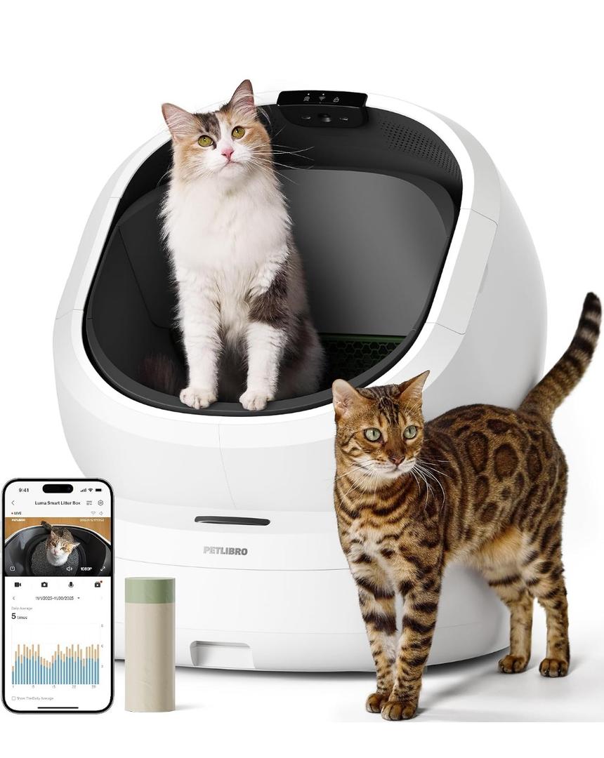 PETLIBRO Automatic Litter Box with AI-Camera Waste Analysis, Auto Odor-Control Self Cleaning Litter Box, Large Open-Top Luma Smart Litterbox with Multi-Cats Recognition, Usage Tracking, Safety Sensors