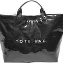 PVC Tote Bag for Women Large Work Plastic Tote Purse Letter Print Shoulder Bag Hobo Handbag with Top Handle