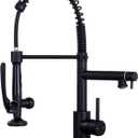 Qomolangma Black Commerical Kitchen Faucet with Pull Down Sprayer, Single Handle Stainless Steel Kitchen Sink Faucet with 2 Spouts, with Lock, Matte Black