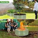 Galvanized Raised Garden Bed- 2Pcs 3x3x1FT Metal Planter Boxes Outdoor | Round Steel Raised Bed Kit & Fire Pit Ring for Gardening with Protective Tape, Gloves for Vegetables, Flower (Green)