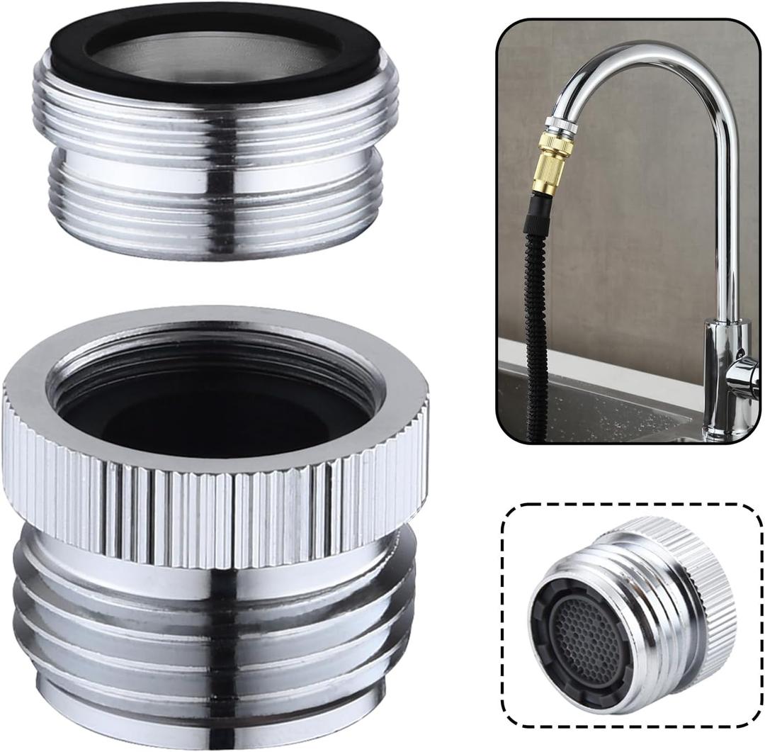Ceaeso Faucet To Garden Hose Adapter With Aerator,Sink Faucet To Garden Hose Adapter For Bathroom/Kitchen,3/4" GHT Thread Chrome Finished