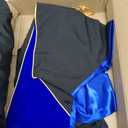 Doctoral Regalia Set with PhD Hood and 8-Side Tam Graduation Gown with Gold Piping and Velvet Trim Ceremony Attire (Blue) 48
