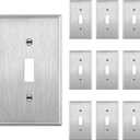 ENERLITES Toggle Light Switch Metal Wall Plate, Stainless Steel Switch Cover, Corrosion Resistant, Standard Size 1-Gang 4.50" x 2.76", UL Listed, 7711-10PCS, 430 Stainless Steel, 10 pack