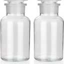 Lab Glass Reagent Bottle,Wide Mouth Glass Storage Bottle with Ground Stopper,Decorative Bottles/Vase (Clear, 2 * 250ML)
