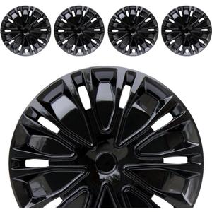 Hubcap Wheel Cover Replacement R16 Hub Caps Universal-Fit Steel Wheel Rim Cover ABS Material Exterior Accessories for Car Truck SUV -Set of 4（16-inch，Black）