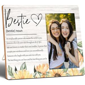 Bestie Picture Frame 4"x6" Gifts for Bestie,Best Friend,BFF, Wall Mount&Table Top,Favors for Birthday, Xmas, Easter, Back-to-school Season, Graduation, 'Just Because',Christmas Gifts