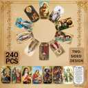 Skyygemm 240 Pcs Catholic Saint Prayer Cards Bulk Gifts Holy Cards Bookmarks Bulk 95cm with Catholic Saints and Prayers Assorted 20 Styles Set Inspirational Christian Gift for Women Men Kids Funeral