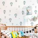 Boy Wall Decals Peel and Stick, Watercolor Blue Hot Air Balloon and Clouds Wall Sticker for Baby Boys Room Kids Room Playroom Gender Neutral Room Nursery Wall Art Stickers Decor