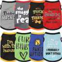 Upgrade Your Pet's Seasonal Wardrobe with Playful Flair: an 8-Piece Set of Dog Shirts Boasting Hilarious Printed Patterns, Ensuring Airy Comfort Throughout Summer and Fall Classic 8pc 3X-Large