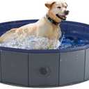 Niubya Portable Dog Pool, Foldable Pet Swimming Tub, Anti-Slip Collapsible Pet Bathtub, Hard Plastic Bath Pool for Pets Dogs and Cats, 40 x 12 Inches