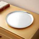 Large Round Stainless Steel Tray,Round Silver Trays,Serving Tray, Decorative Tray,Jewelry and Cosmetic Storage Tray. Diameter11.02 inches/28cm. Silver,1Piece