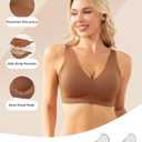 COMFELIE Women Plunge No Underwire Bra Deep V Seamless Supportive Bras Buttery Smooth Comfort Soft Bralettes Underwear (L)